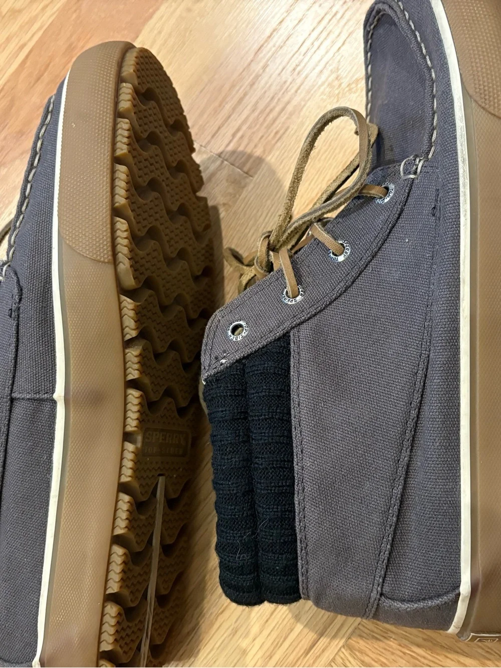 Sperry Men’s Gray Canvas Chukka Shoes with Tan Laces